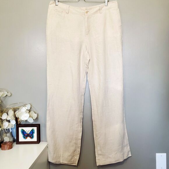 Eddie Bauer Linen Pants Womens Size 14 Vashon Fit Casual Summer Lightweight - Picture 1 of 11